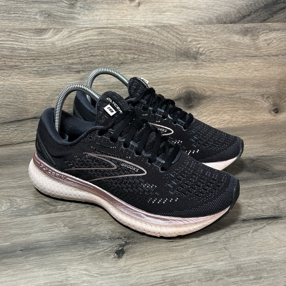 Brooks Glycerin GTS 19 Running Shoes Womens 8 Navy Grey Pink Excellent Stability